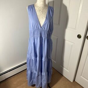 Abercrombie & Fitch Blue Maxi Sundress with Plunge Neckline